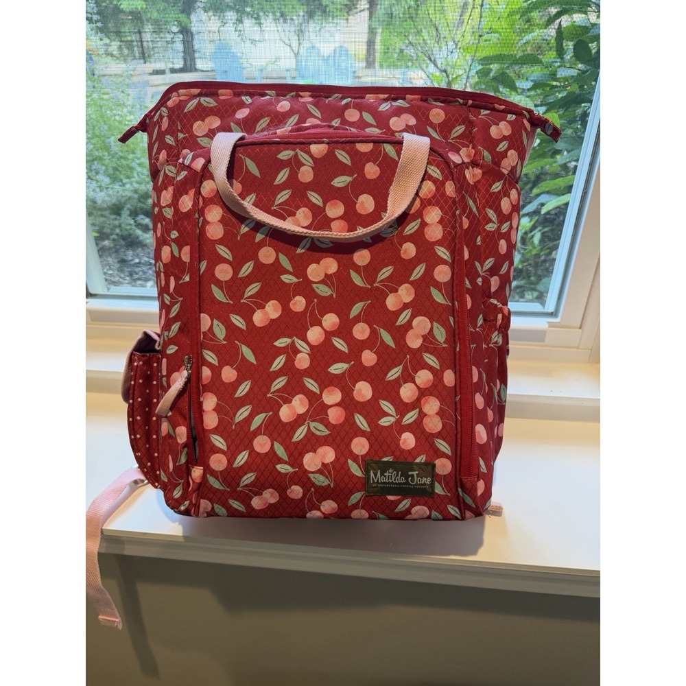 Matilda Jane Cherries Insulated Backpack Cooler Lunch Bag Red Pink Tote